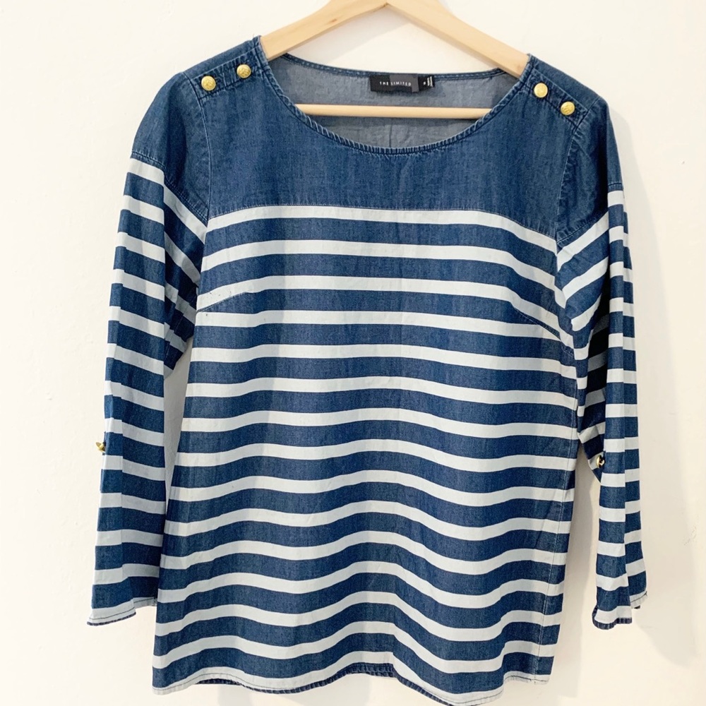The Limited Denim Chambray Blouse blue size Small